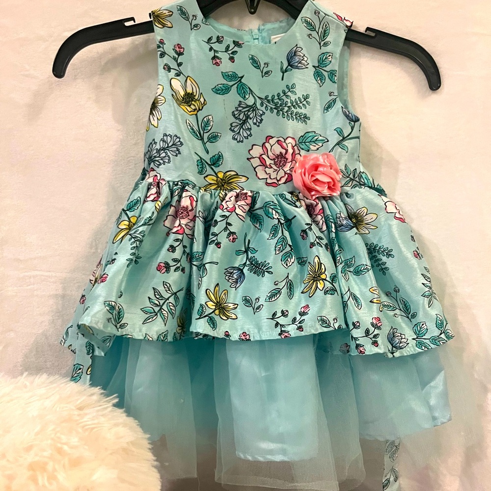 Nanette Girls Teal Tulle-Layered Dress Size 2T